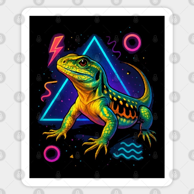 Retro Neon Butterfly Agama Sticker by Reptiq's Store